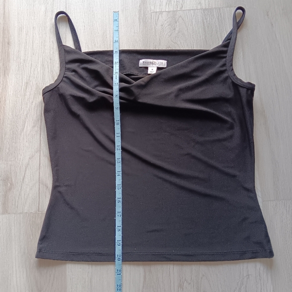 Vintage White House Black Market Tank Top Draped Cami Black Made in USA Medium - Picture 6 of 9